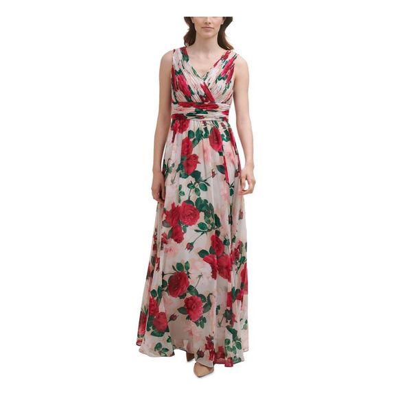 CALVIN KLEIN Womens Pink Bodice At Waist Sleeveless Formal Gown Dress 10 - Picture 1 of 1